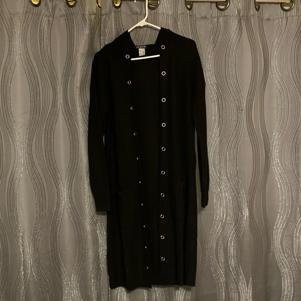 Venus long hooded black with gold sweater